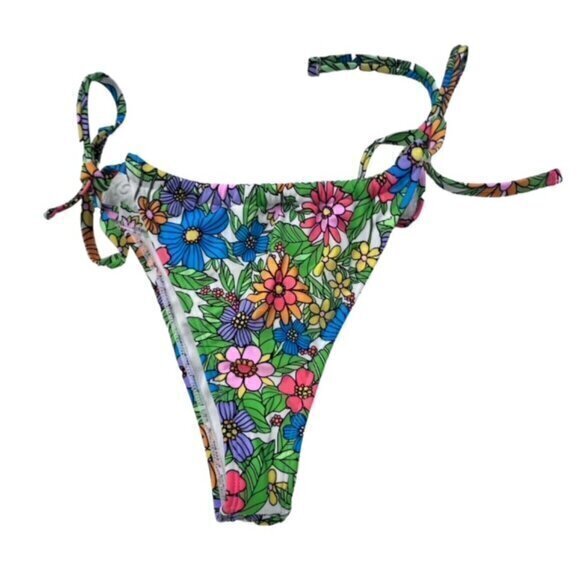 Wild‎ Fable Womens XXS (00) Multi Floral Side-Tie Ultra High Leg Bikini Bottom - Picture 1 of 10